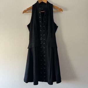 Iodice Womens Full Lace‎ Up Dress Black Mini Goth Cottagecore Size 4 Small